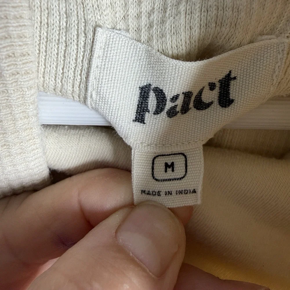 Pact Small Waffle Knit Sweatshirt Pullover Snap Oatmeal 100% Organic Cotton - Picture 9 of 13